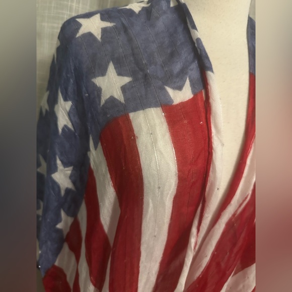 Stars & Stripes kimono top cover up One Size 4th of July Holiday American Flag - Picture 3 of 8